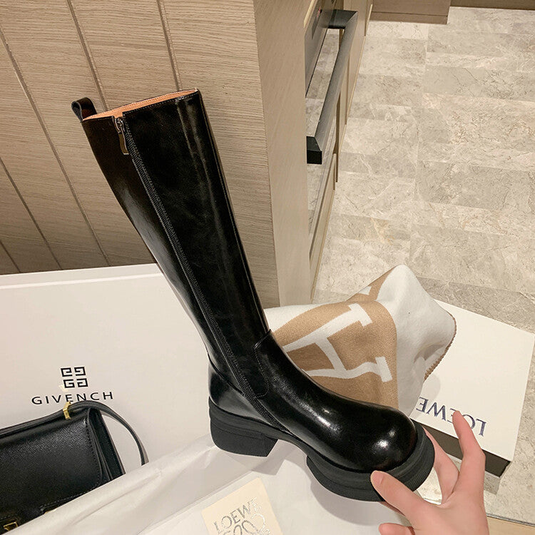 Karin Luna In Stock Spot Goods  Always in stock  Classic Basic Style Round Toe Thick Sole Knight Boots