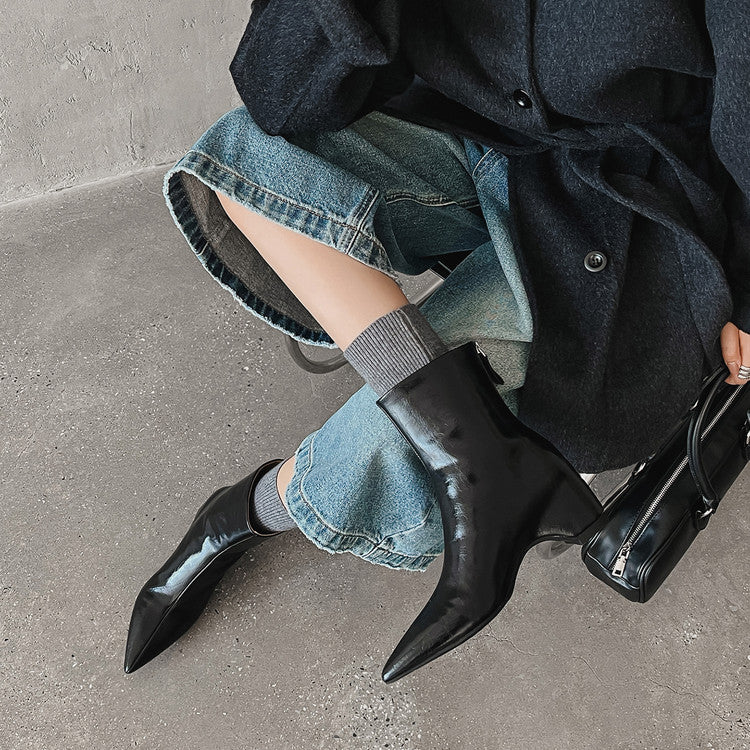 Karin Luna Versatile Elegant Style Pointed Toe Hidden Wedge Short Boots