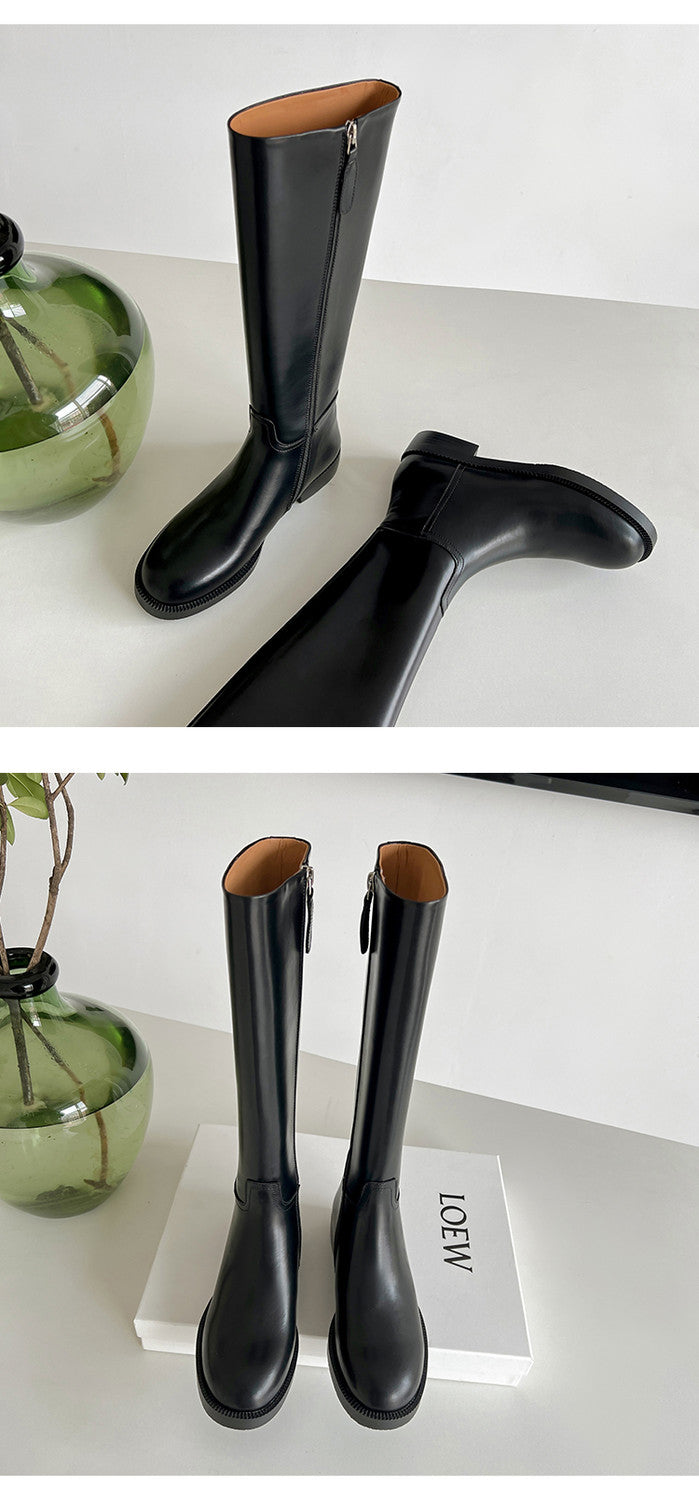 Karin Luna In Stock In-stock Basic Classic Timeless Round Toe Casual Riding Boots
