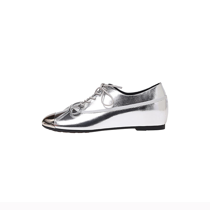 Karin Luna In Stock Spot Goods  Casual Lace-Up Metal Toe Bow Deep Mouth Single Shoes