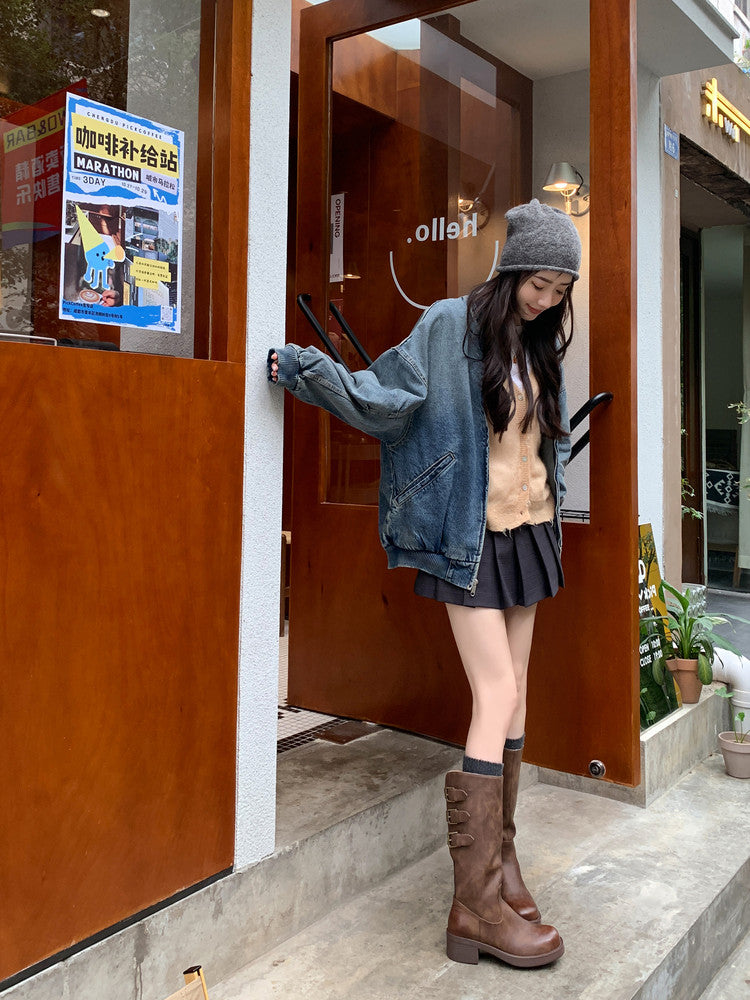 Karin Luna In Stock In Stock Thigh Circumference Belt Buckle Thick Sole Rider Boots
