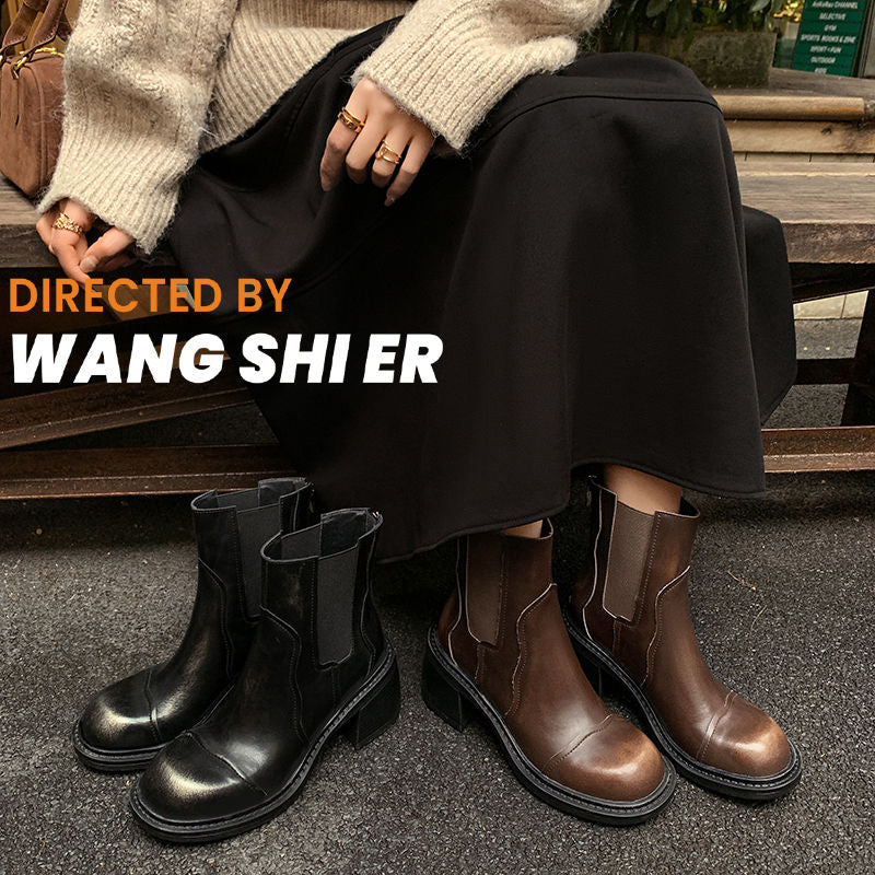 Karin Luna In Stock Spot Goods  Round Toe Stretch Round Toe Chelsea Short Boots