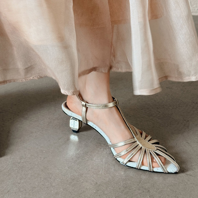 Karin Luna In Stock Spot Goods Open-toe French Style Metal Heel Sandals