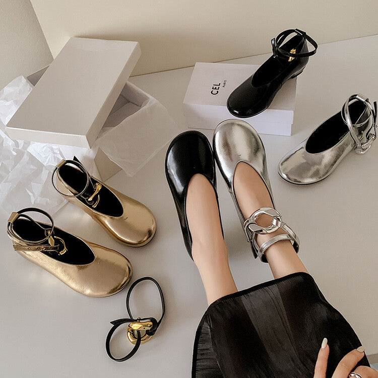 Karin Luna In Stock Large Stock Main Promotion  Two-Way Wear Height-Increasing Retro Gold Buckle Mary Jane Shoes