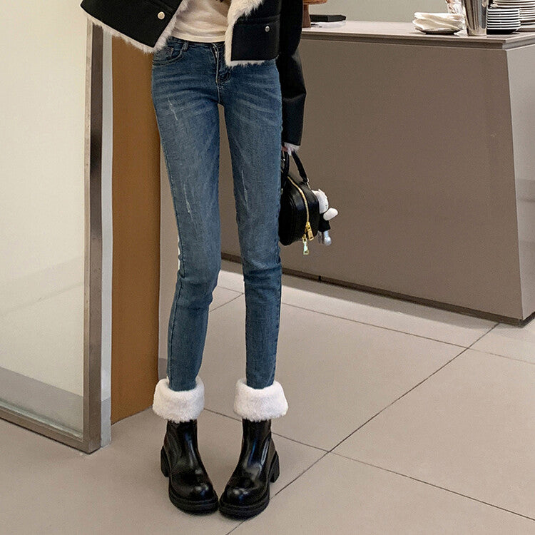Karin Luna Classic Basic Style   Convertible Foldable Hidden Buckle Snow Fur Shoes Full cowhide Basic Flat Short Boots