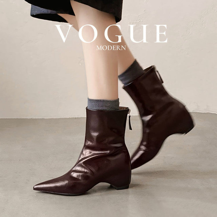 Karin Luna Versatile Elegant Style Pointed Toe Hidden Wedge Short Boots