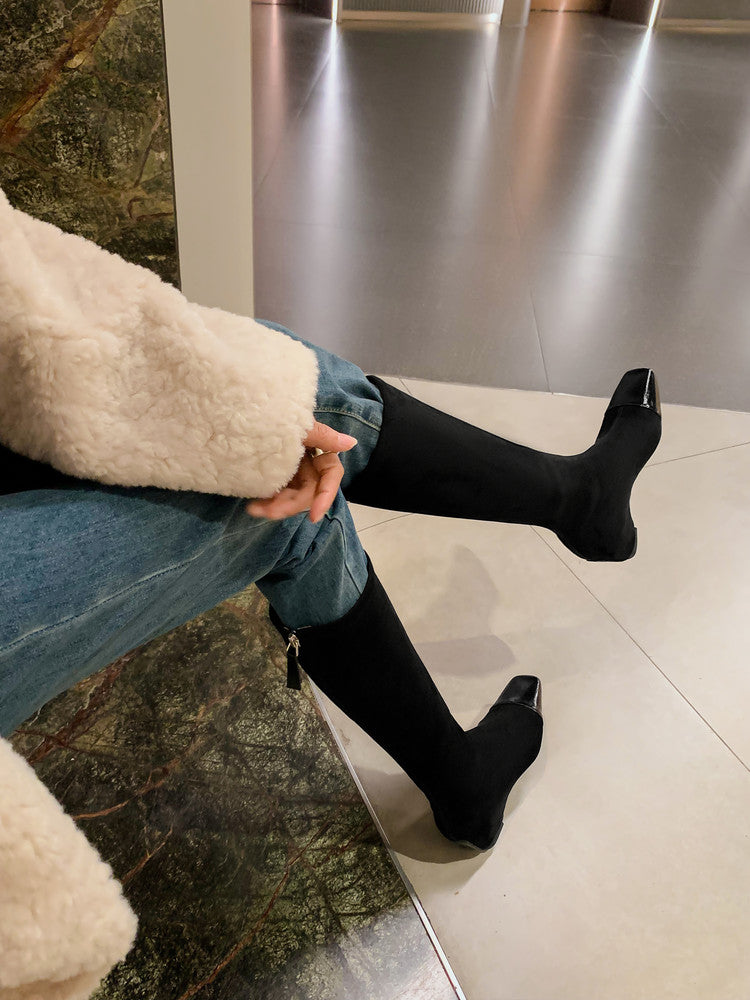 Karin Luna In Stock In Stock Patchwork Long Boots Elegant Versatile