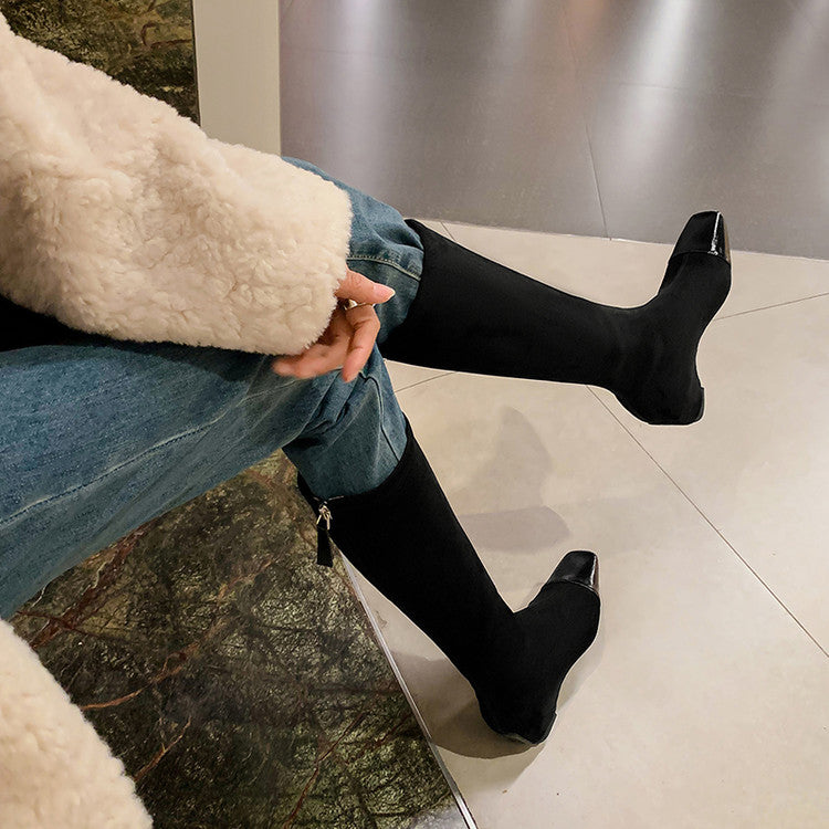 Karin Luna In Stock In Stock Patchwork Long Boots Elegant Versatile
