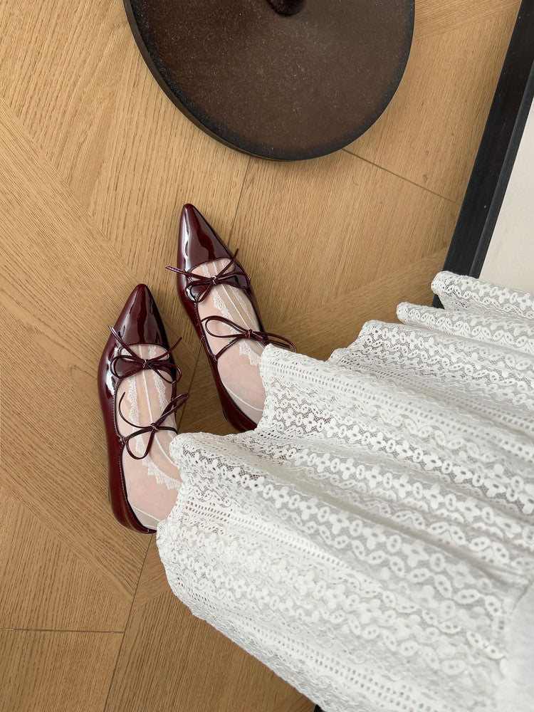 Karin Luna In Stock Spot Goods  Hot-selling Element Bowknot Square Toe Pointed Toe Single Shoes