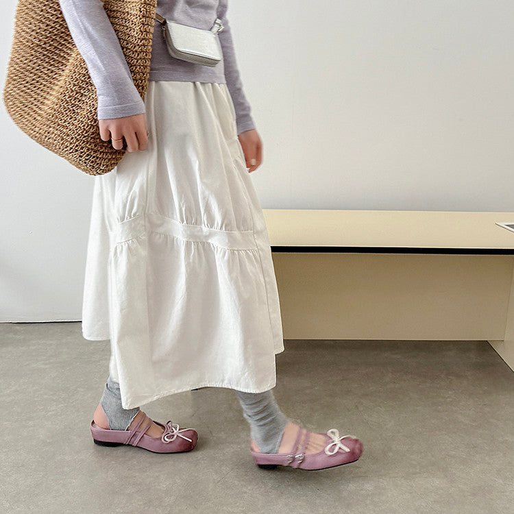 Karin Luna In Stock In Stock   Summer New Sweet Bowknot Color Block Square Toe Height-Increasing Slippers
