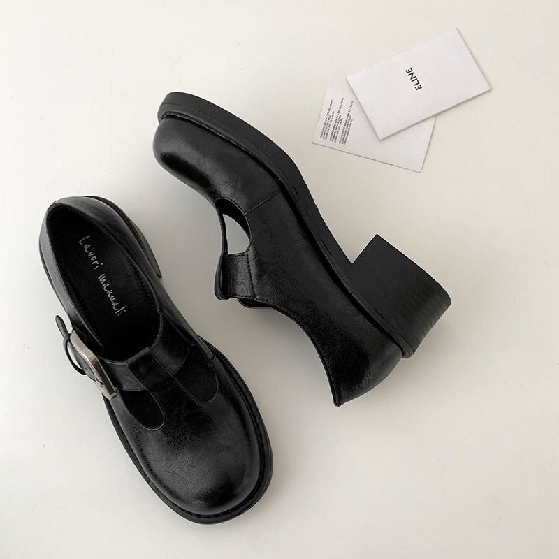 Karin Luna In Stock Spot Goods round Head t Round Toe British Style Single Shoes