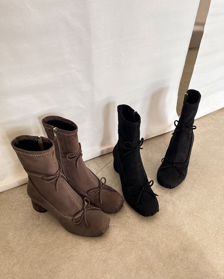 Karin Luna In Stock Spot Goods Hot-Selling Sweet Standard Bow Round-Toe Slim Short Boots