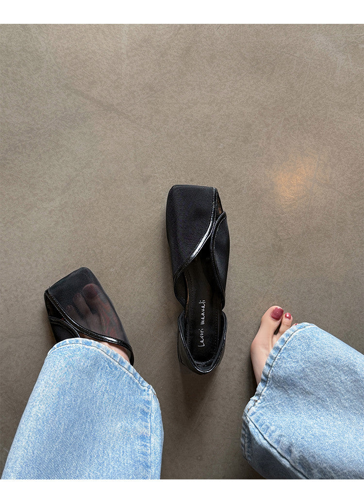 Karin Luna In Stock Spot Goods  Square Toe Mesh Sandals