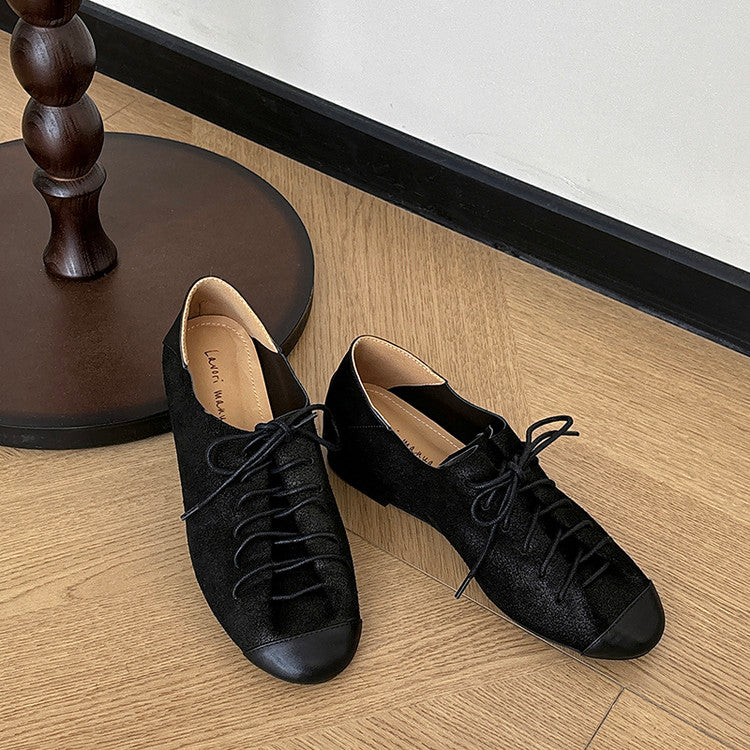 Karin Luna In Stock In Stock   Xiaohongshu Hot-Selling Lace-Up Round-Toe Deep Mouth Single Shoes
