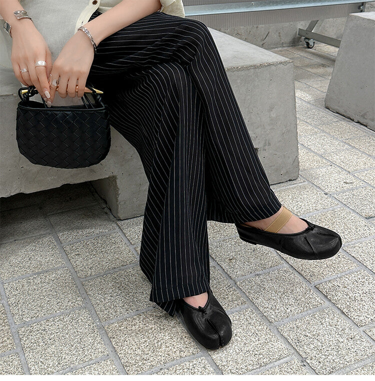 Karin Luna Classic Split-Toe Shoes  Explosive Pattern One-Strap Mary Jane Height-Increasing Full Leather Closed-Toe Slippers