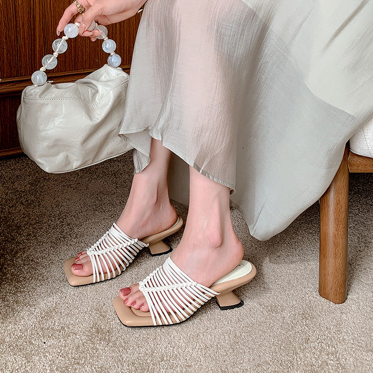 Karin Luna Bestseller Woven Vacation Style Series~ Elegant High Heel Slippers