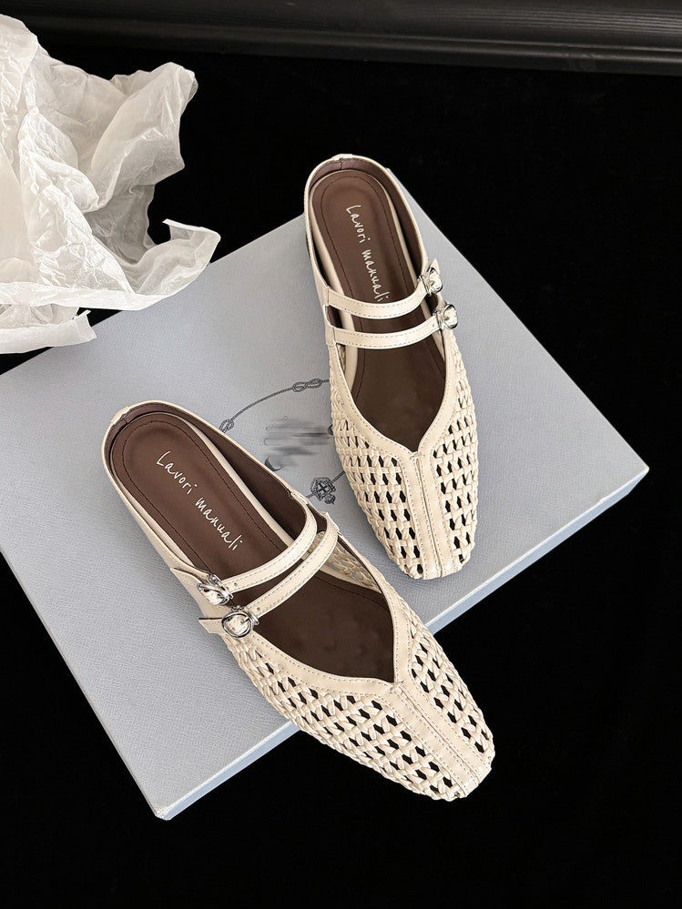 Karin Luna In Stock Spot Goods Hollow Woven One-Strap Closed-Toe Slippers