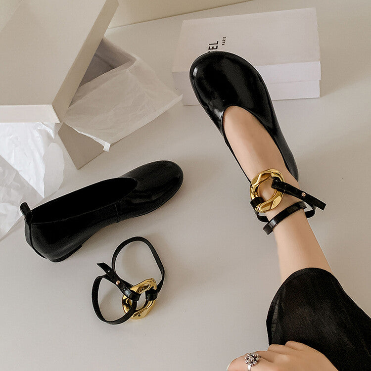 Karin Luna In Stock Large Stock Main Promotion  Two-Way Wear Height-Increasing Retro Gold Buckle Mary Jane Shoes