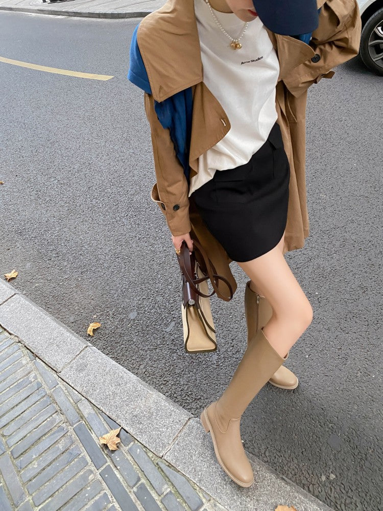 Karin Luna Internet Celebrity Photo  Best-selling in stock Full Leather Basic Long Boots  Winter Essential Combat Boots