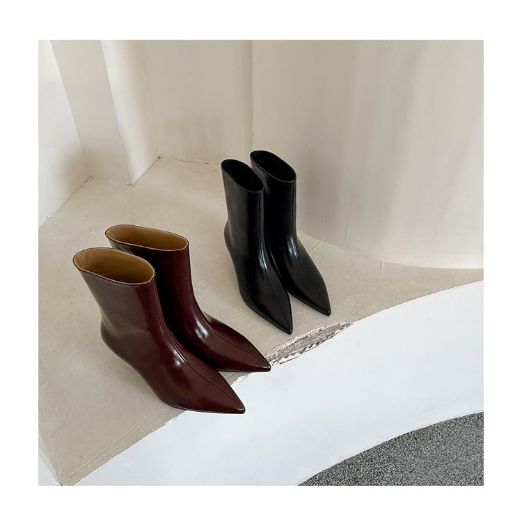 Karin Luna In Stock Spot Goods Minimalist Tube Kitten Heel Short Boots
