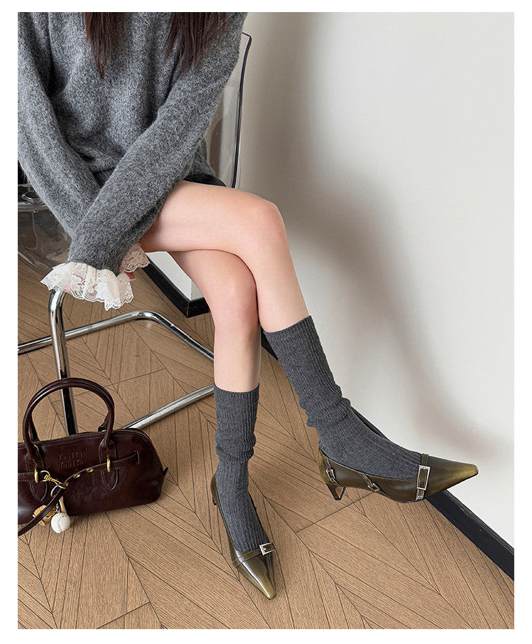 Karin Luna In Stock In Stock Retro Belt Buckle Small Square Toe Chunky Heel Single Shoes