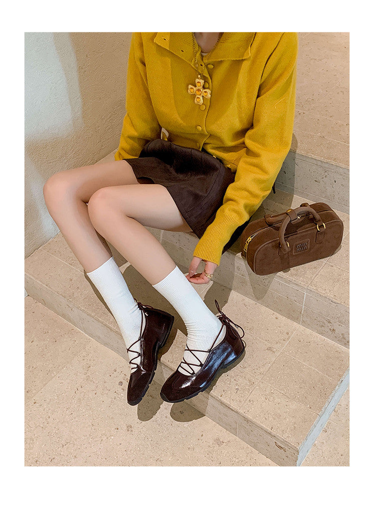 Karin Luna Basic Versatile British Style Casual Lace-up Flats