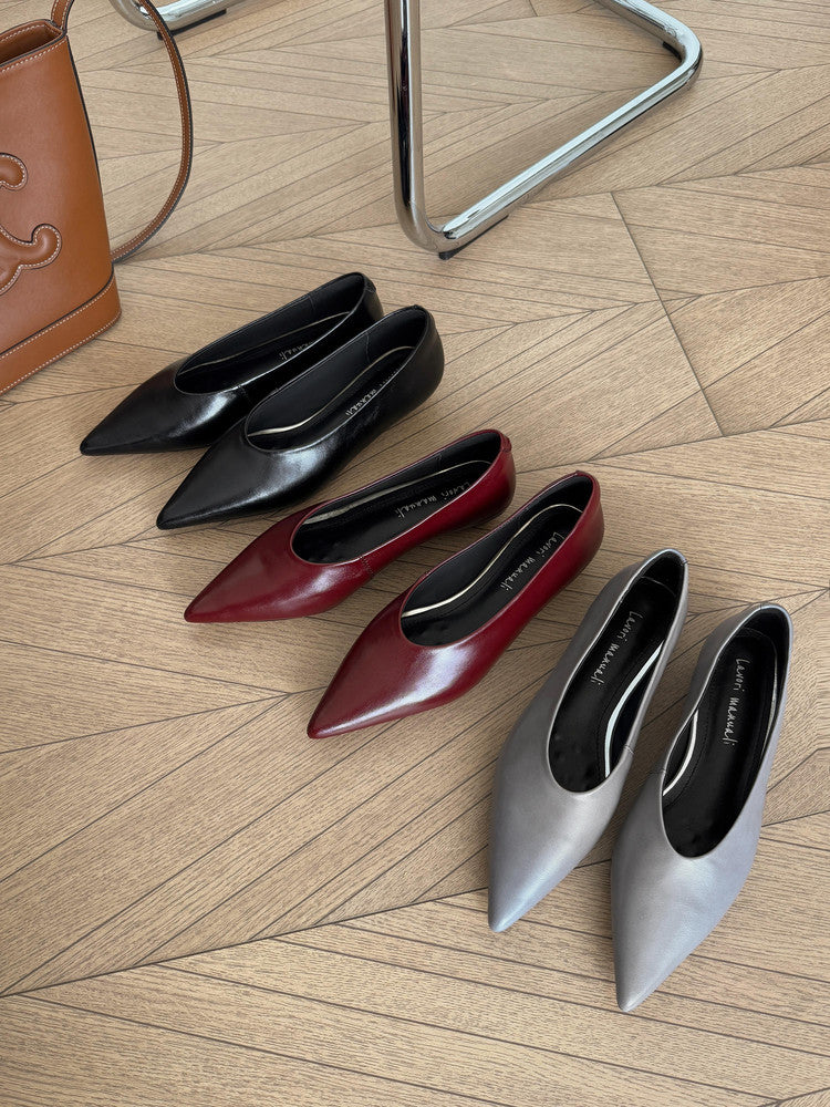 Karin Luna In Stock Spot Goods Classic three-color pointed toe metal heel shoes