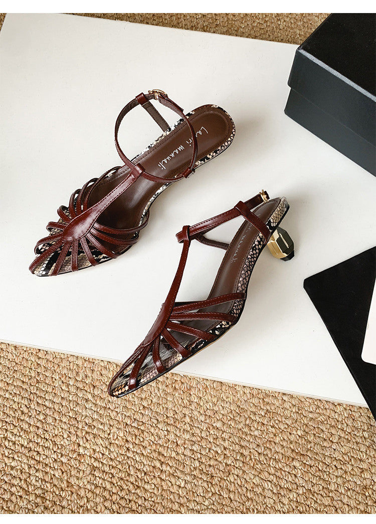 Karin Luna In Stock Spot Goods Open-toe French Style Metal Heel Sandals