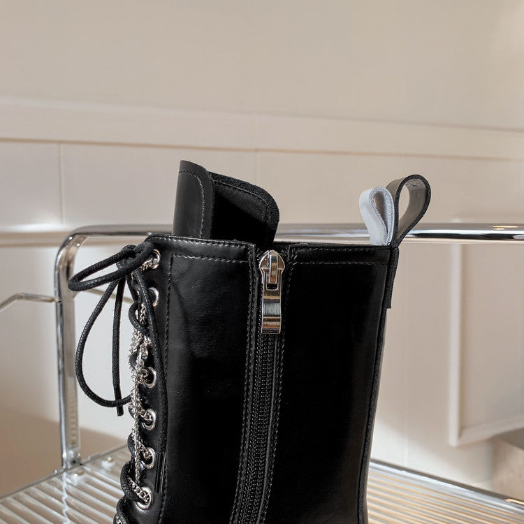 Karin Luna In Stock Spot Goods Lace-up casual metal decorative thick-soled Martin boots