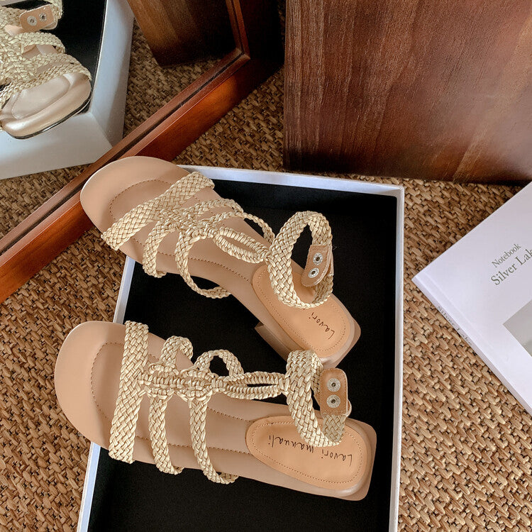 Karin Luna In Stock Spot Goods  Bohemian Handwoven Style  Fluffy feel Super versatile round-toe sandals