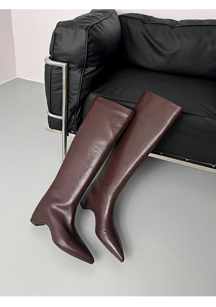 Karin Luna Hot-Selling Internal Height Increase Pointed Toe Straight-Leg Hot-Selling Long Boots