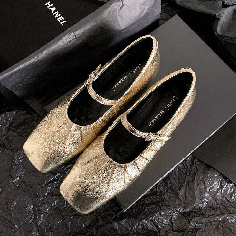 Karin Luna In Stock Spot Goods  Vintage Wrinkled One-Strap Granny Flats