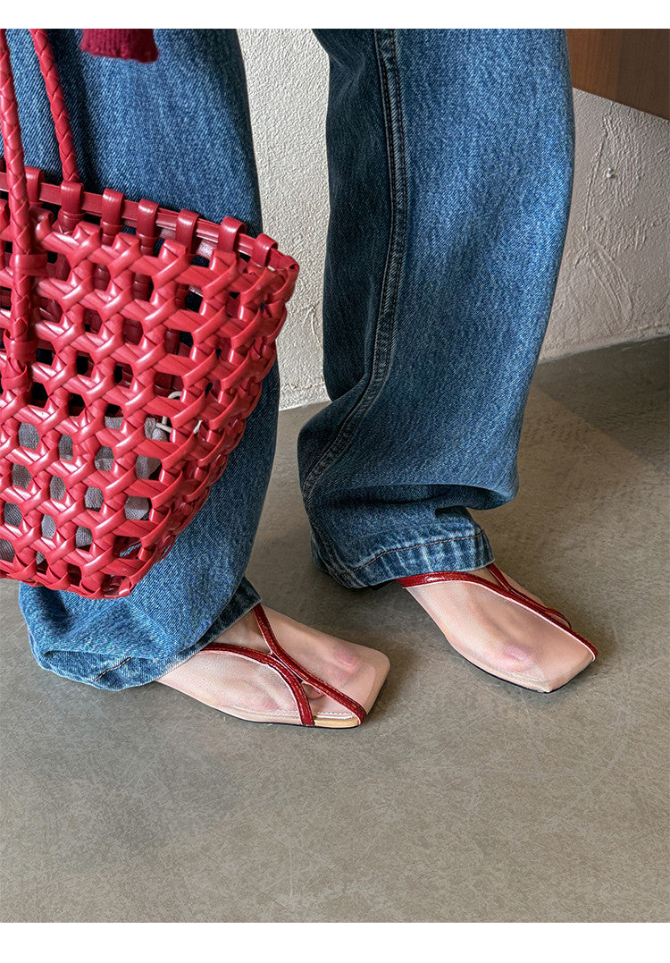 Karin Luna In Stock Spot Goods  Square Toe Mesh Sandals