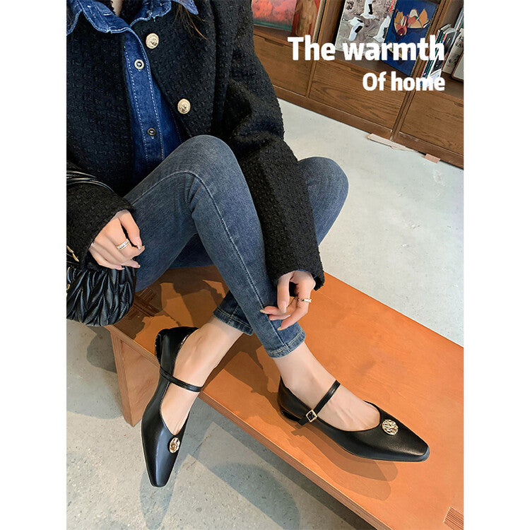 Karin Luna Camellia Story~In stock  Full Leather Shallow Mouth Single Shoes