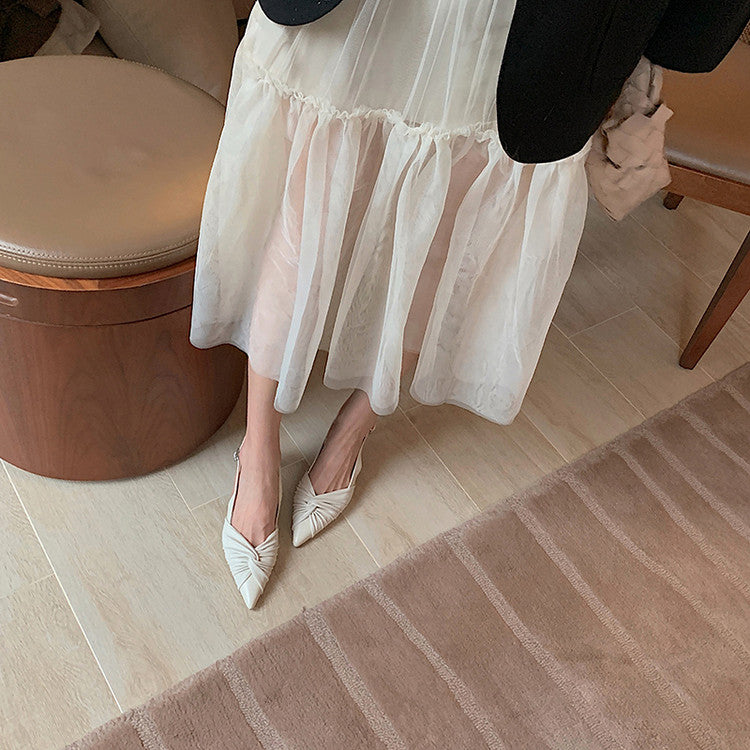 Karin Luna In Stock In Stock  Exquisite Pointed Toe Backless Closed-Toe Stiletto Sandals
