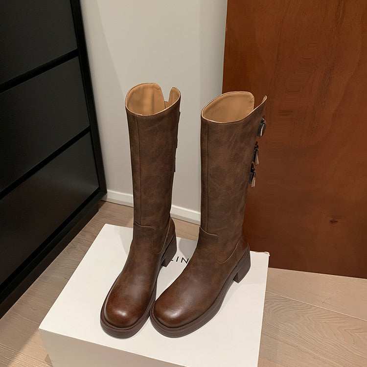 Karin Luna In Stock In Stock Thigh Circumference Belt Buckle Thick Sole Rider Boots