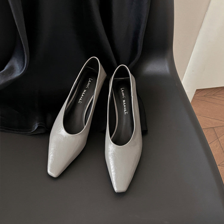 Karin Luna In Stock In Stock ~Basic Versatile French Style Small Square Toe Shallow Mouth Single Shoes