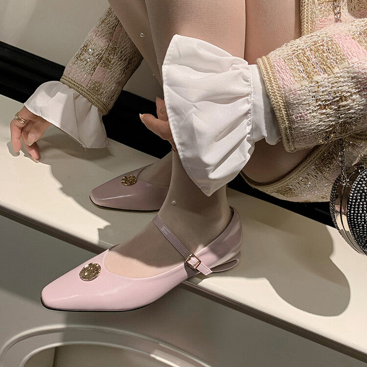 Karin Luna Camellia Story~In stock  Full Leather Shallow Mouth Single Shoes