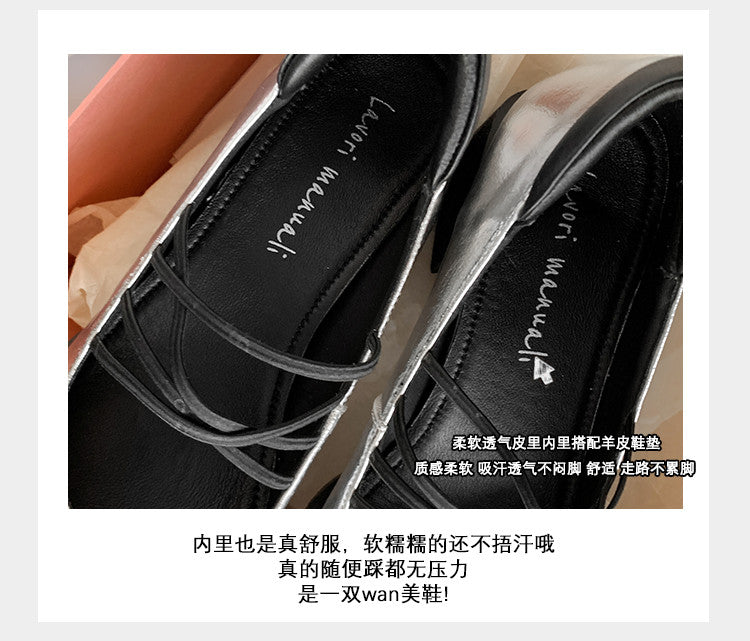 Karin Luna In Stock Spot Goods  Popular Self-flowing Bowknot Square Toe Chunky Heel Single Shoes