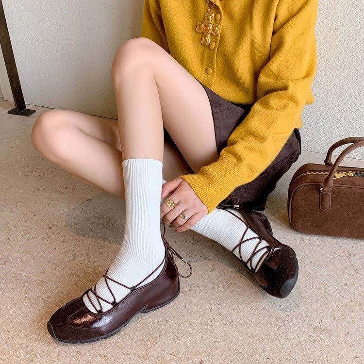 Karin Luna Basic Versatile British Style Casual Lace-up Flats