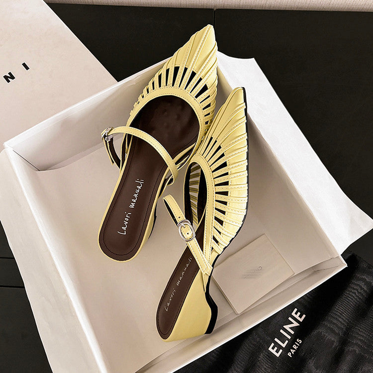 Karin Luna Casual Feel~In stock Pointed Toe Hollow Design Note Pointed Toe Slippers
