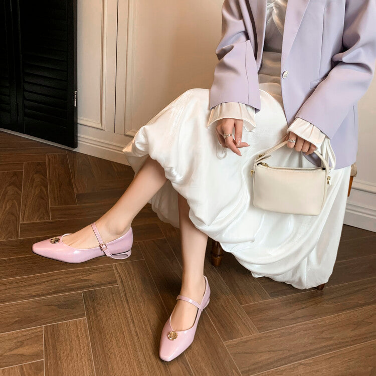 Karin Luna Camellia Story~In stock  Full Leather Shallow Mouth Single Shoes