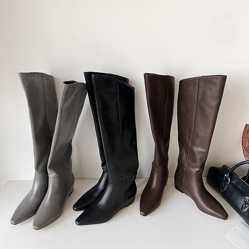 Karin Luna Elegant Style Slanted Inner Height-Increasing Long Boots