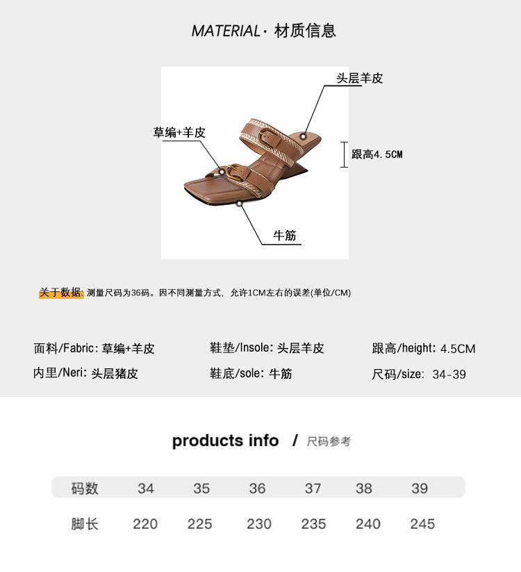Karin Luna Hot-Selling In Stock  Retro Wedge Belt Square Toe Irregular Heel