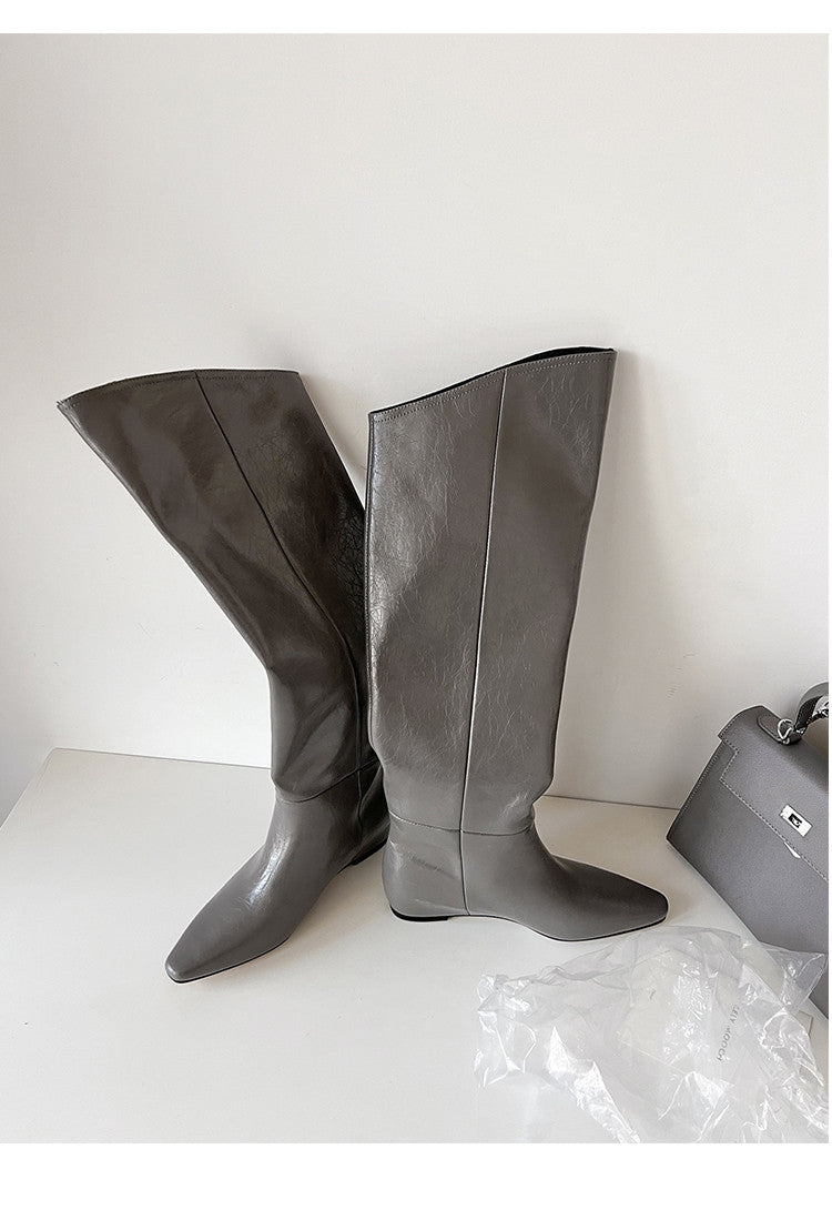 Karin Luna Elegant Style Slanted Inner Height-Increasing Long Boots