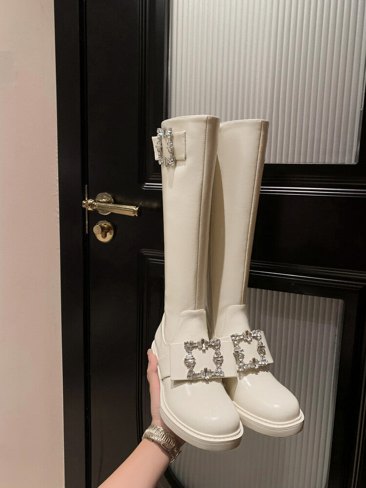 Karin Luna has prepared stock  Custom Large Square Buckle Bowknot Fastener Elegant Long Boots