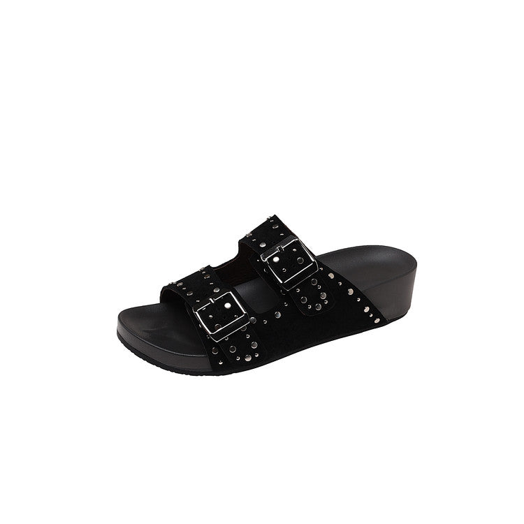 Karin Luna In Stock Spot Goods Casual Thick-Soled Belt Buckle Slippers