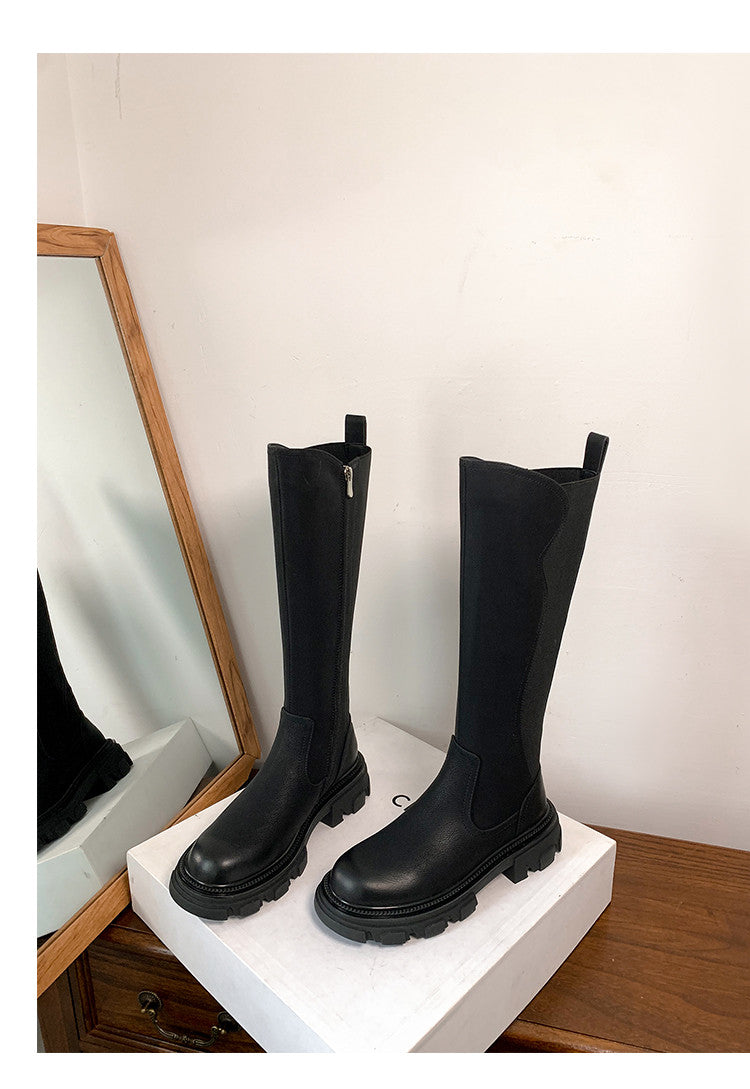 Karin Luna In Stock Versatile Irregular Stretch Fabric Long Boots