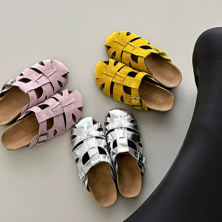 Karin Luna Full Layer Inside and Out~Basic Versatile Perforated Round Toe Birkenstock Slippers