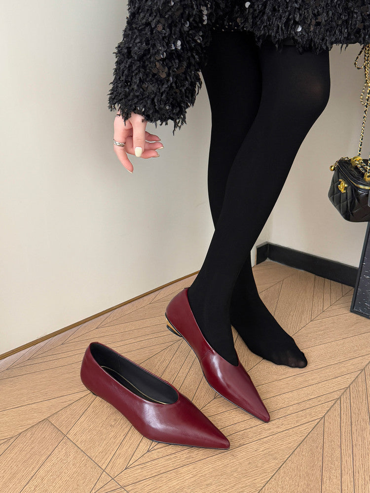 Karin Luna In Stock Spot Goods Classic three-color pointed toe metal heel shoes